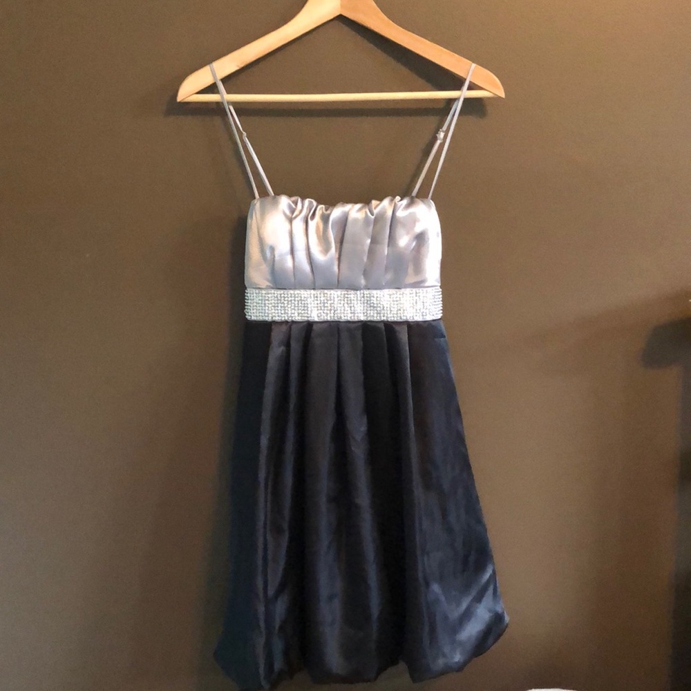 Speechless Silver and Black Mini Dress